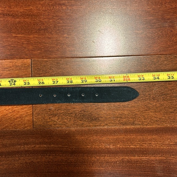 Talbots black belt genuine suede on leather lining, golden buckle - Picture 10 of 10